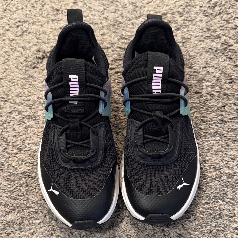 Puma Black Sneakers with Pastel Purple and Teal Accents